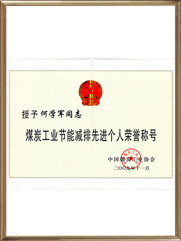 何學(xué)軍-煤炭工業(yè)節(jié)能減排個人榮譽稱號